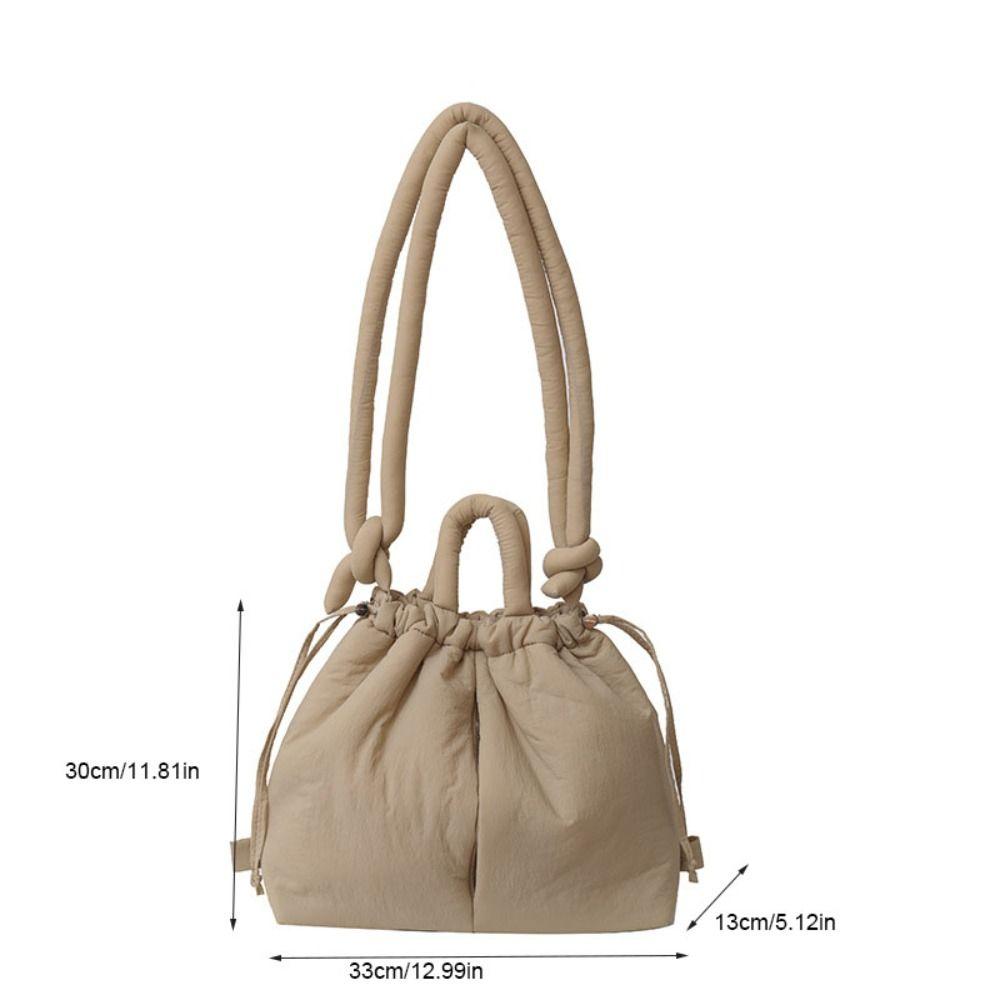 Dual-purpose Nylon Padded Tote Bag Solid Color Drawstring Backpack Casual Drawstring Tote Bag Work