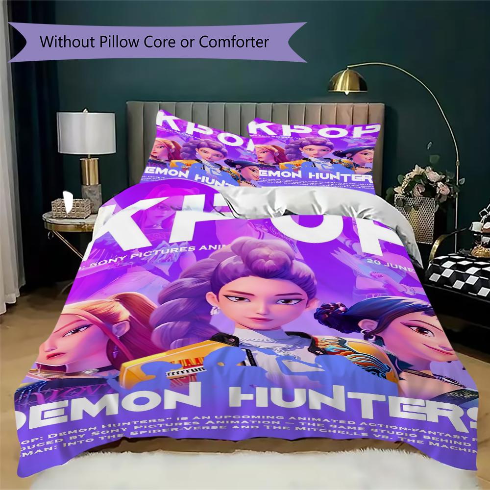 Kpop Demon Hunters Threepiece Set 1 Duvet Cover 2 Pillowcase Without Core Without Core Christmas Birthday Gift Bedding Set