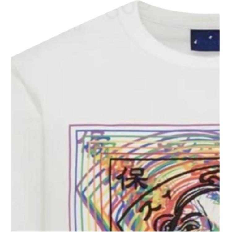 Evisu × Edison Chen Multi-Dimensional Rainbow Buddha Head Print Fitted Comfortable Simple Casual T-Shirt Men T-Shirts White 2EAEDM0TS510BZ