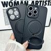 Carbon Fiber Style Case For iPhone 16 15 14 13 12 11 Pro Max Plus Strong Magnet 360° Rotation Invisible Metal Kickstand Cover