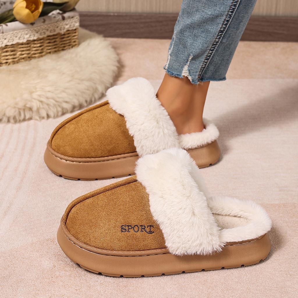 Warme kuschelige Hausschuhe für Damen | Winter Plüsch Indoor Outdoor Hausschuhe | Dicke Plattform rutschfeste Schlupfschuhe