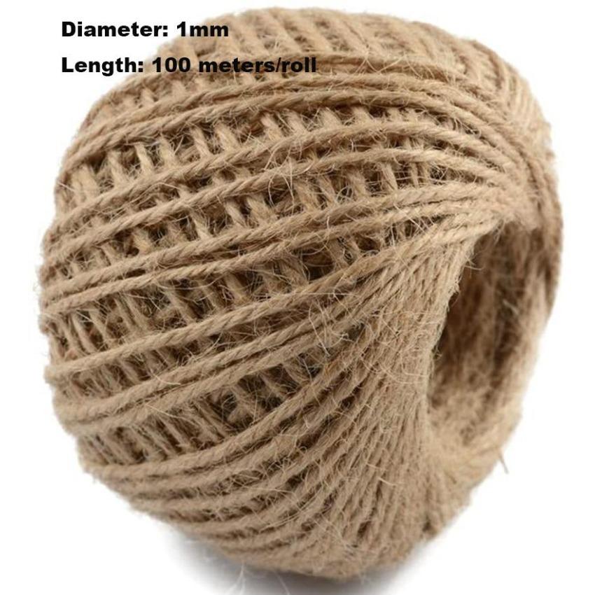 1MM 2MM Natürliches Vintage Juteseil Kordel Schnur Bindfäden Sackleinen DIY Handwerk Geschenkverpackung Jute Hanf Gartenarbeit Hochzeit Party Dekoration