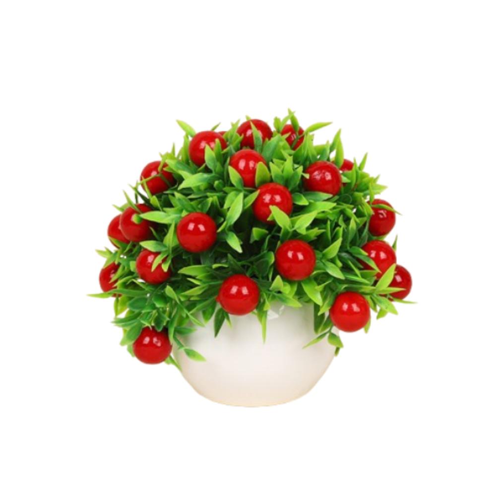 

Realistic Roses Flower Potted Mini Small Fruit Tree Potted Fake Plant Outdoor Courtyard Decor Style 5