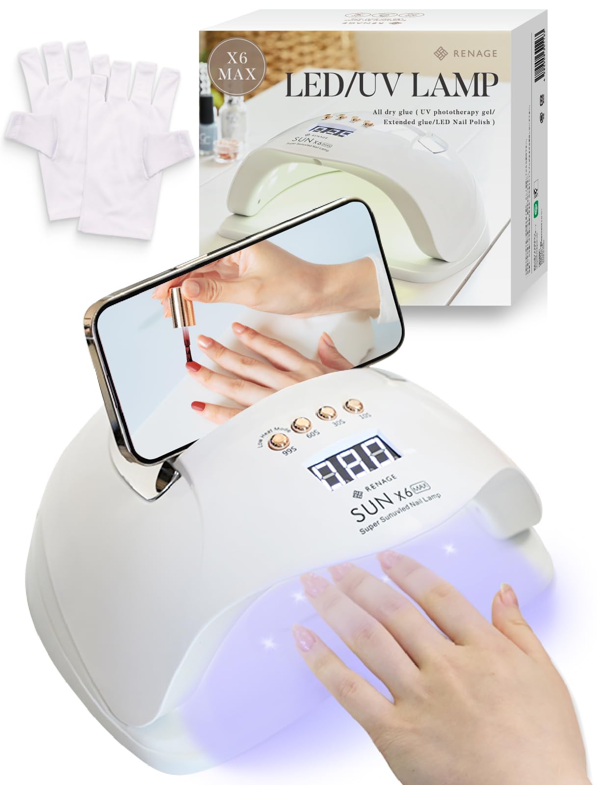 

Gel Nail Light with UV Nail RENAGE LED Nail 36 White Supervised by a Nail Technician Nail Low Heat Automatic Curing Compatible with All Includes Nail белый