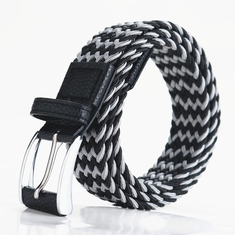 Men'S Braided Belt Elastic Elastic Canvas Belt Unisex No Punch Women'S Belt