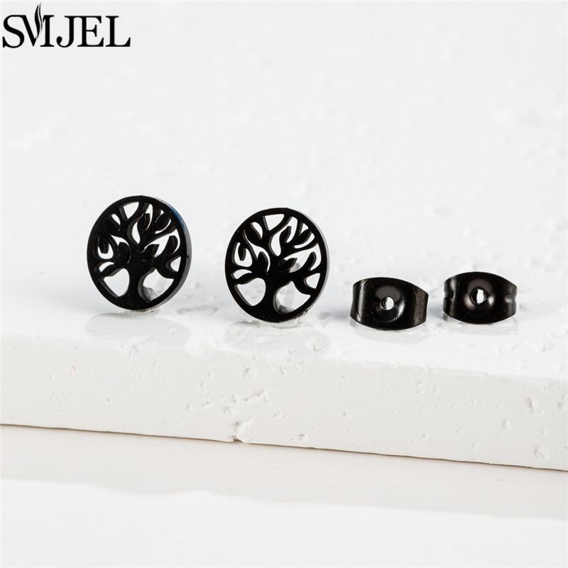Vintage Tree of Life Stainless Steel Earrings for Women Fashion Norse Mythology Yggdrasil Jewelry World Peace Ear Studs Gift