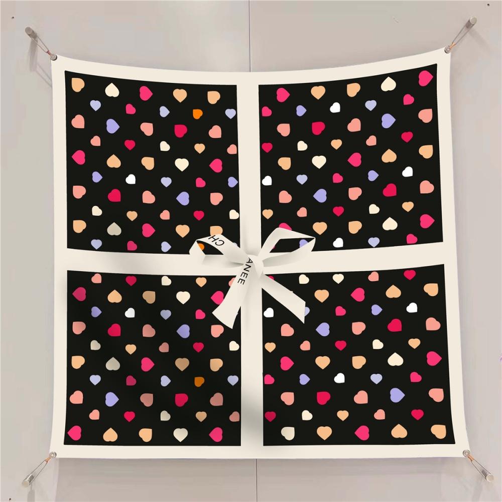 Silk Scarf Women Fashion Printed Square Scarves Head Echarpes Silk Foulards Femme Wraps Beach Shawls Bandana Lady Hijabs 90CM