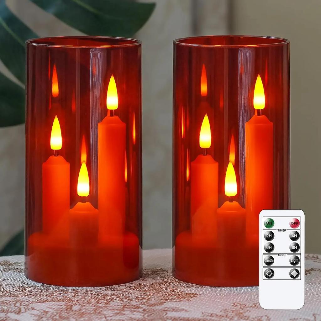 3IN1 LED Elektronische Kerze Teelicht Mehrfarbig LED Kerze Mit IR Fernbedienung Flackernde Lampe Acryl Kerzen für Weihnachten Hochzeit