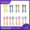 Child's Wooden Handle Silicone Fork & Spoon Set for Learning To Eat