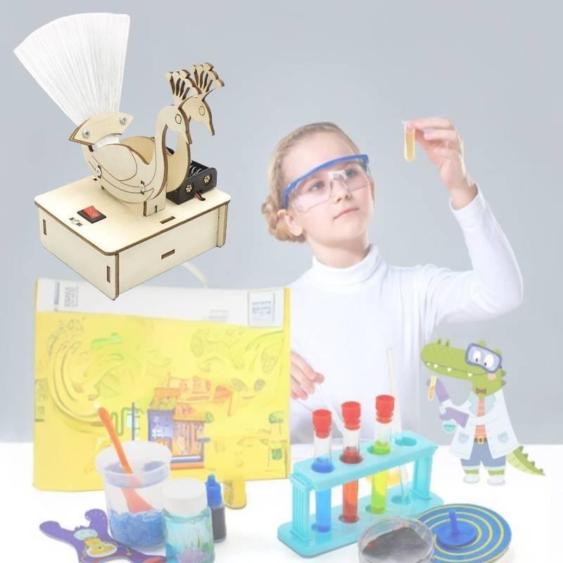 Peacock Opening Diy Science Experiment Wooden Material Customizable Handmade Toy