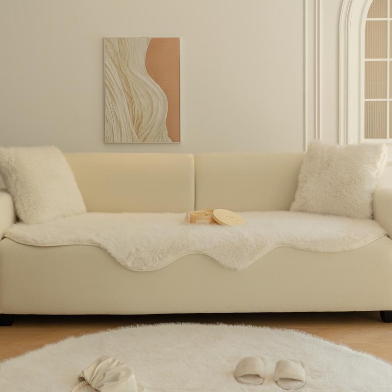 Irregular Solid Color Sofa Cushion Long Plush Thickened Sofa Cover Modern Simplicity Mat Non-slip Special-shaped Couch Cushion