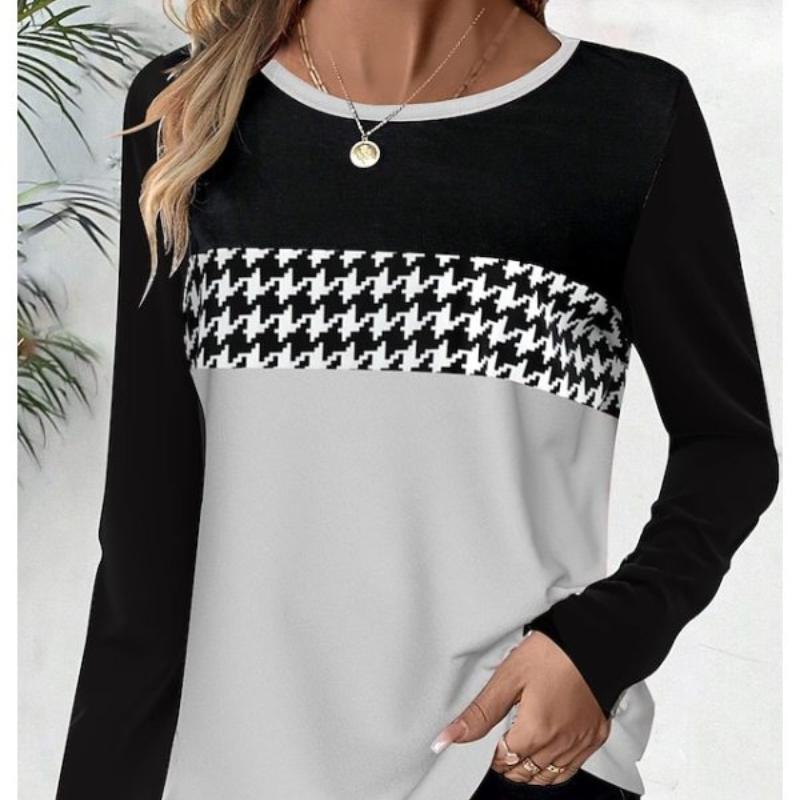 

Женская футболка, новый пуловер с длинными рукавами, простая футболка с принтом для женщин, модный свитер с круглым вырезом, женская одежда, 2024 8XL
