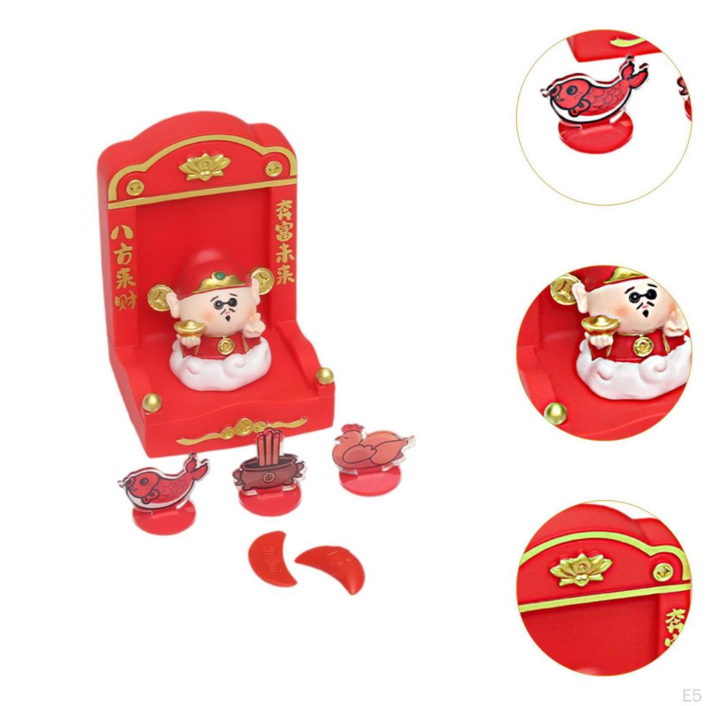 Chinese Deity Figurine with Altar for Spring Festival Tabletop Display