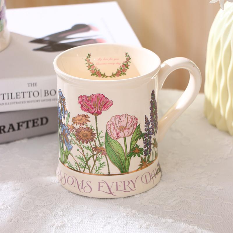 Fioletowy Dzwonek Retro Filiżanka Ceramiczna Kubek Domowy Kubek do Wody Kwiat Ślub Para Urodzinowy Prezent Pamiątka