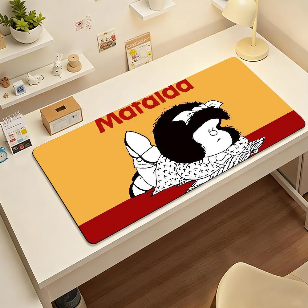 Cartoon Mafalda  Mouse Pad  Nonslip Locking Edge DeskMat PC Laptop Accessories Rubber Office Keyboard Large Game XXL carpet