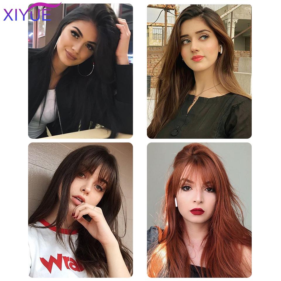 XIYUE Tampă scurtă și dreaptă Bucăți de păr Extensii de păr cu agrafă Extensii de păr sintetice, lungi și drepte, Extensii de păr sintetice pentru creșterea părului