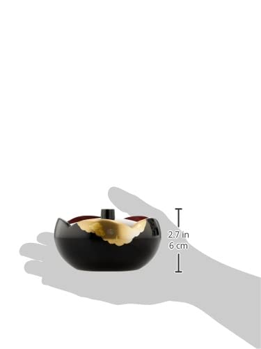 Nakatani Brothers Company Yamanaka Lacquerware Fukuume Plum Blossom Bonbon Case, Black with Red Interior, Colored Light, 33-4616