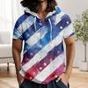 Men'S Casual Short Sleeved Hooded Top Buttoned Open Neck T-Shirt