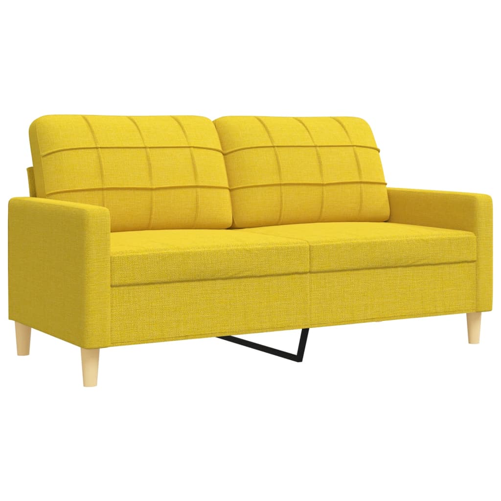 2 Piece Sofa Set Light Yellow Fabric
