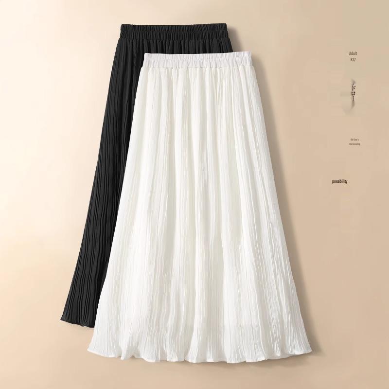 

Women s White A-Line Mid-Length Fluffy Skirt - 2025 Summer Collection M (95-105 jin) белый