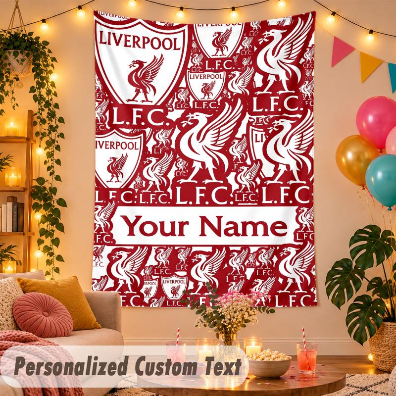 Liverpool Personalisierte Wandteppich Benutzerdefinierter Name Text Polyester Hängende Dekoration Haus Zimmer