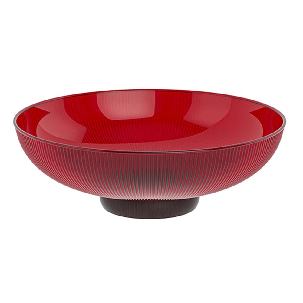 Elegante Glas Obstschale - Modernes Design für Stilvolles Zuhause - Geschenke Salat Obst Suppe Dessert Snack Speisen Rührschüssel red