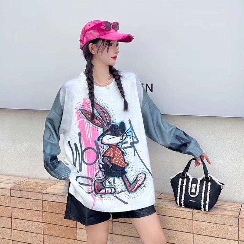Autumn/Winter 2024 Women's Loose Rabbit Embroidery Sweater Fashion Knit Pullover