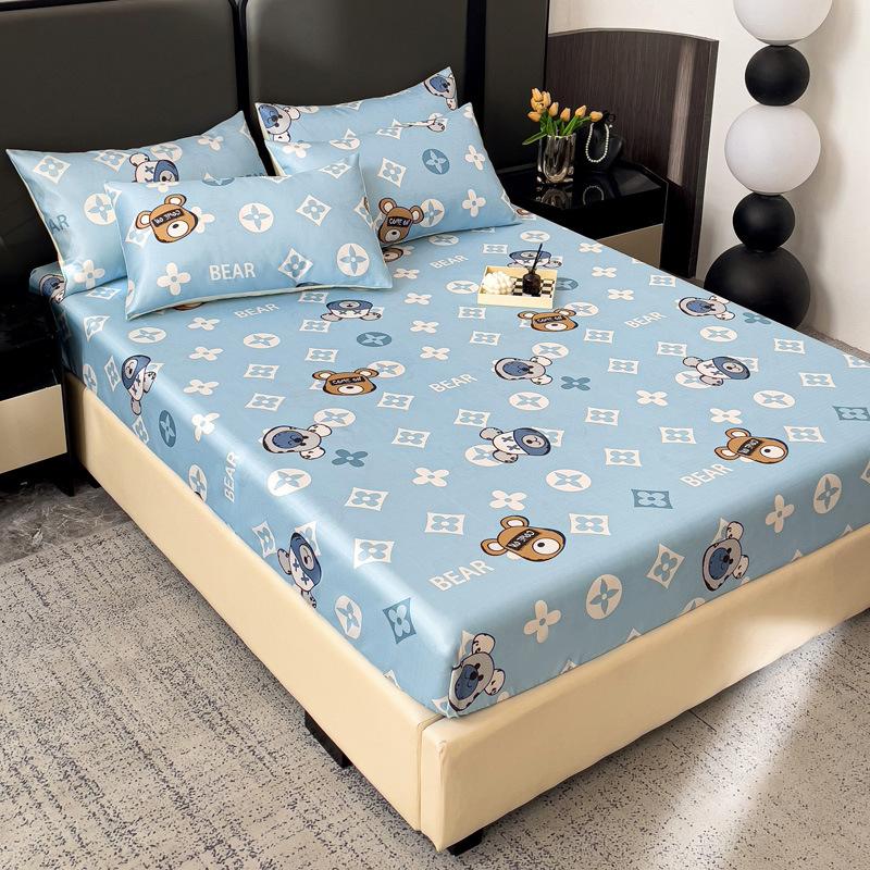 Saltea nouă imprimată din mătase de gheață, covoraș din mătase de gheață, husă protectoare de saltea antiderapantă, covoraș moale pentru aer condiționat de vară, saltea