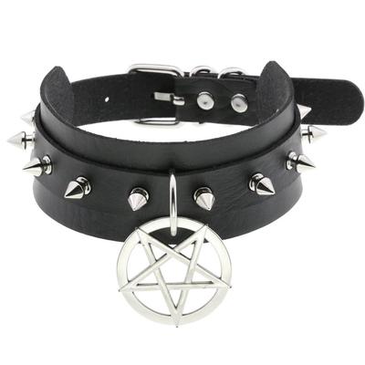 Punk guler choker cu țepi pentru fată Goth Pentagram Colier Emo Cool Chocker Accesorii gotice