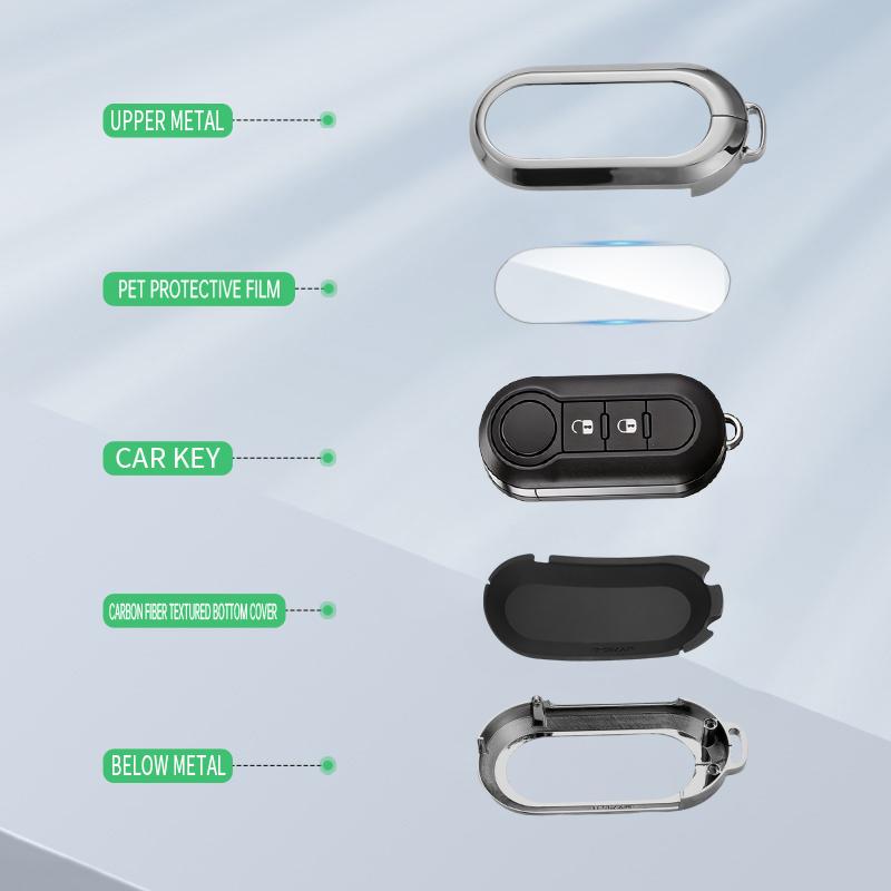 Zinc Alloy Car Key Case 3 Buttons Remote Control Protect Cover For Fiat 500 500C 500L 500X Bravo Ducato Fiorino Panda Stilo
