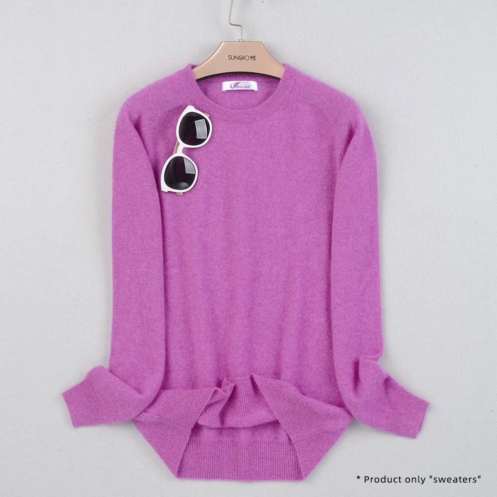 Dámský kašmírový svetr s kulatým výstřihem pro teplo a pohodlí pletený svetr s dlouhým rukávem