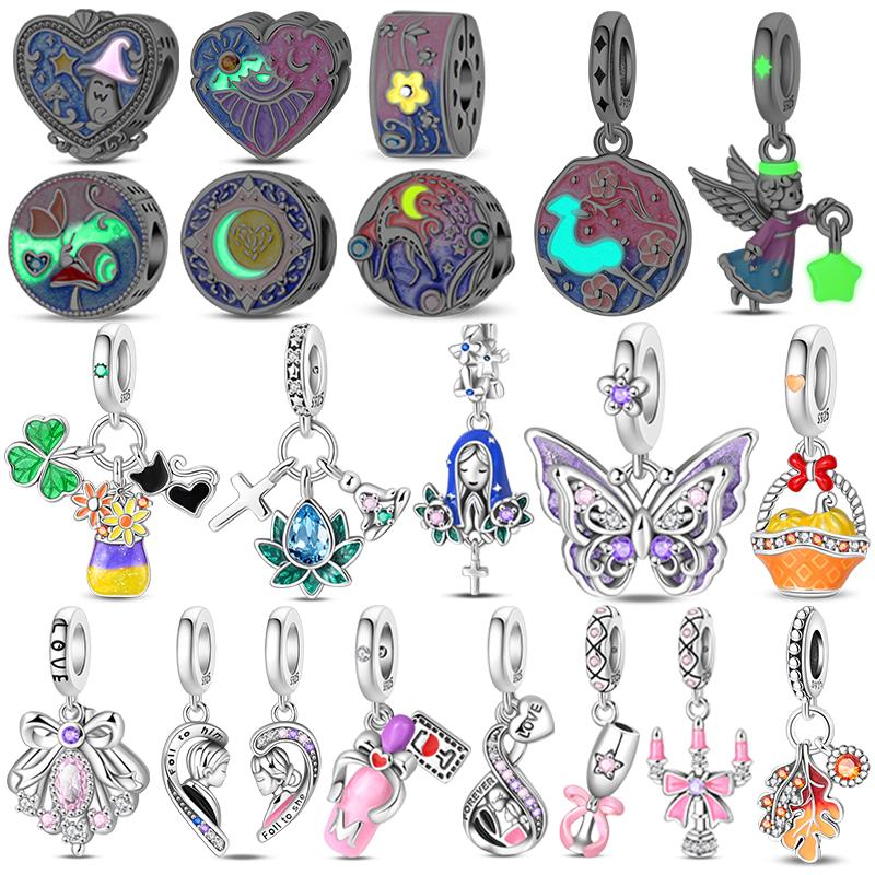 Copper Luminous Charms Angel Celebrate Candle Pendant Jewellery Fit Original Bracelet Necklace For Women Diy Gift