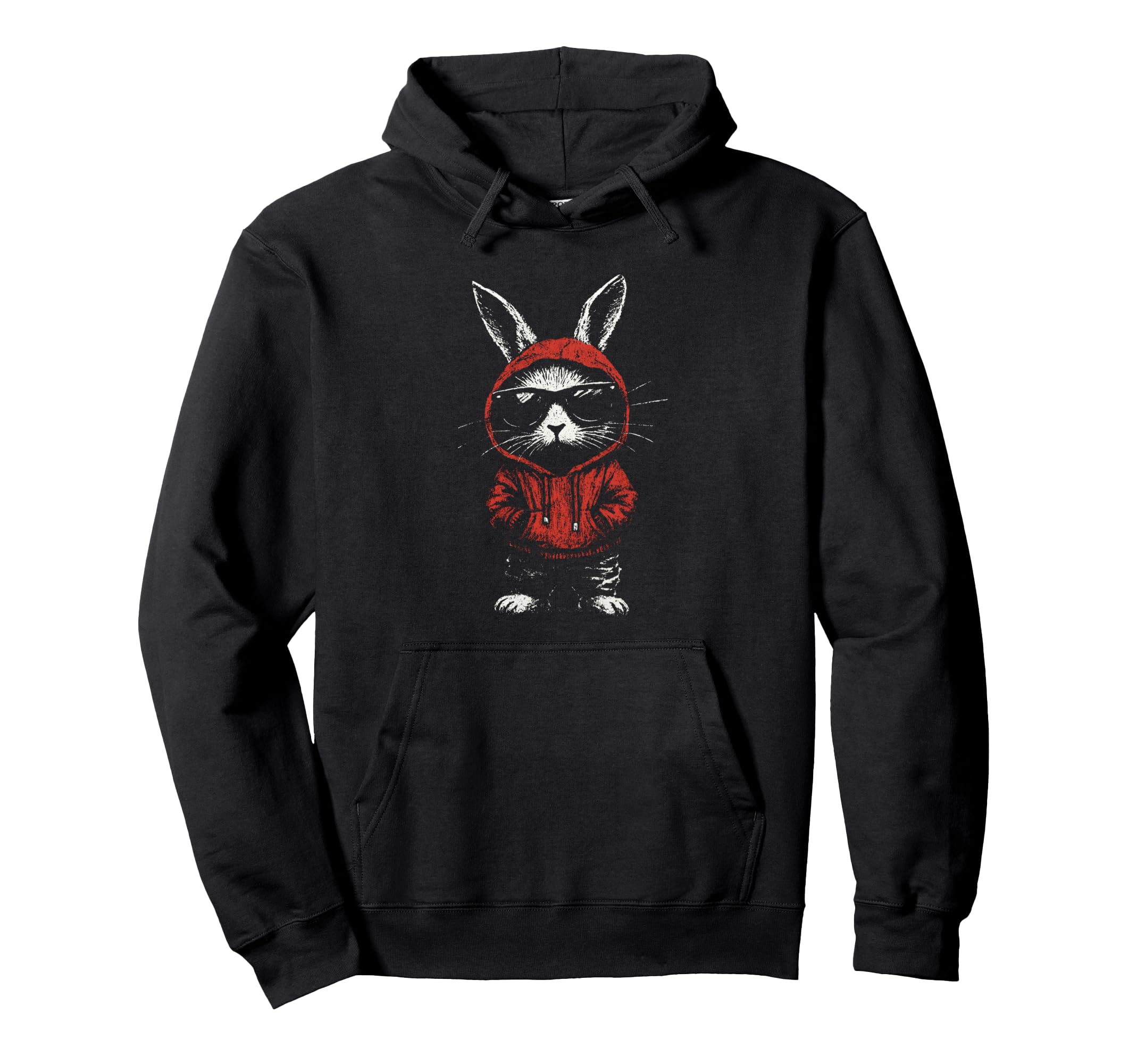 

Cool Bunny Red Hoodie with Sunglasses Street Style Hoodie