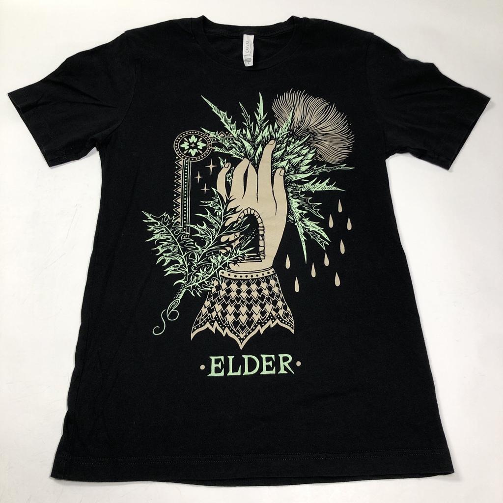 Elder Hand Logo Größe S Klein Schwarzes T-Shirt Psych Stoner Doom Band Seltenes Merch Tee