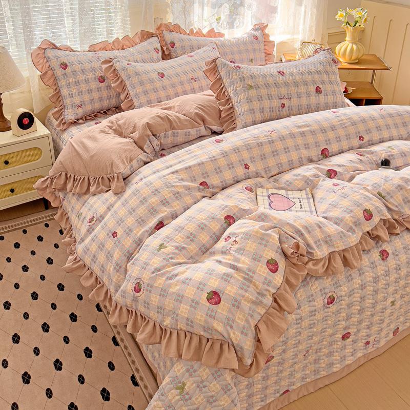 Mei Yun Ge Yun Gan Jacquard Double layer Yarn Bed Cover Han Edition Four piece Set