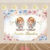 A Vibrant Angel and Floral Golden Cross Baptism Background - Polyester Fabric Photography Banner  Perfect for Weddings