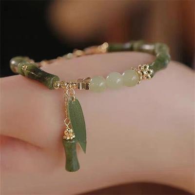 Creative Green Bamboo Beads Bracelet Retro Chinese Style Simple  Bracelet For Women Jewelry Accessories Gift