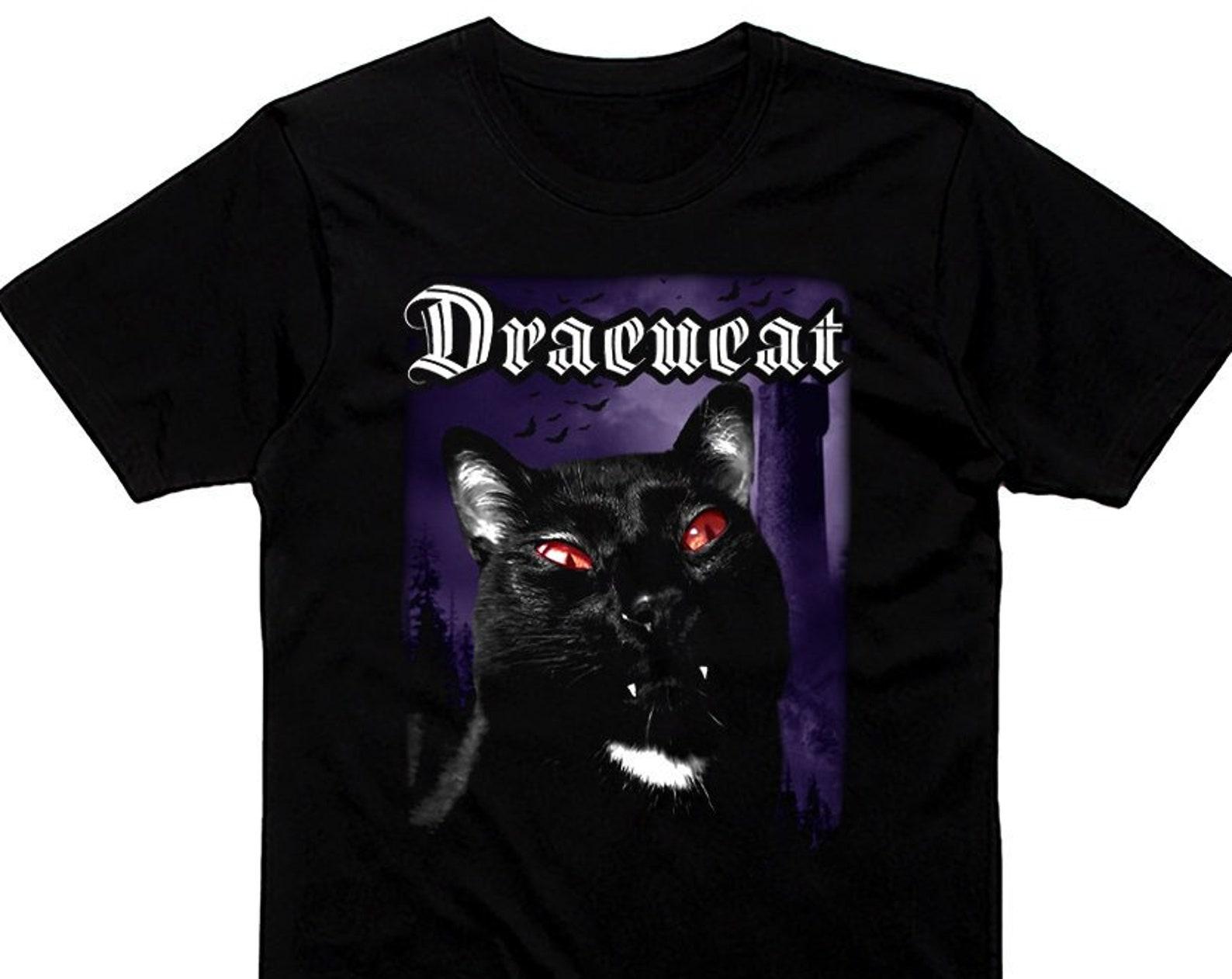 Dracucat T shirt Darkwave goth postpunk Occult cat lover gift Man Woman Sweater Long V-neck Taddler Baby L