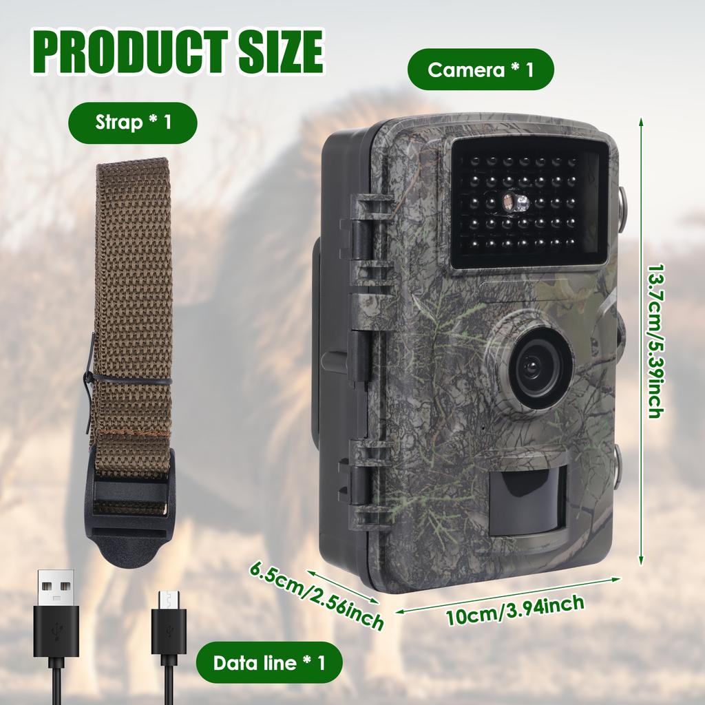 Mini HD Hunting Camera PIR Infrared Night Vision IP66 Waterproof Trail Camera for Outdoor Wildlife Monitoring and Scouting