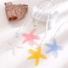 Jelly Color Blue Resin Large Starfish Pendant Necklaces for Women Ladies Romantic Holiday Island Style Necklaces Jewelry Gifts