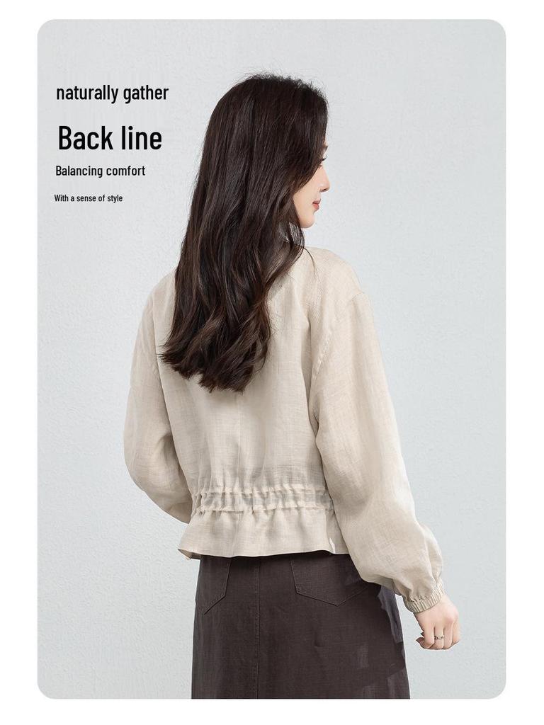 Yi Fei Women's 2026 Summer Ramie Shirt Jacket: Casual, Versatile, Slimming Long Sleeve Top, Breathable Fabric