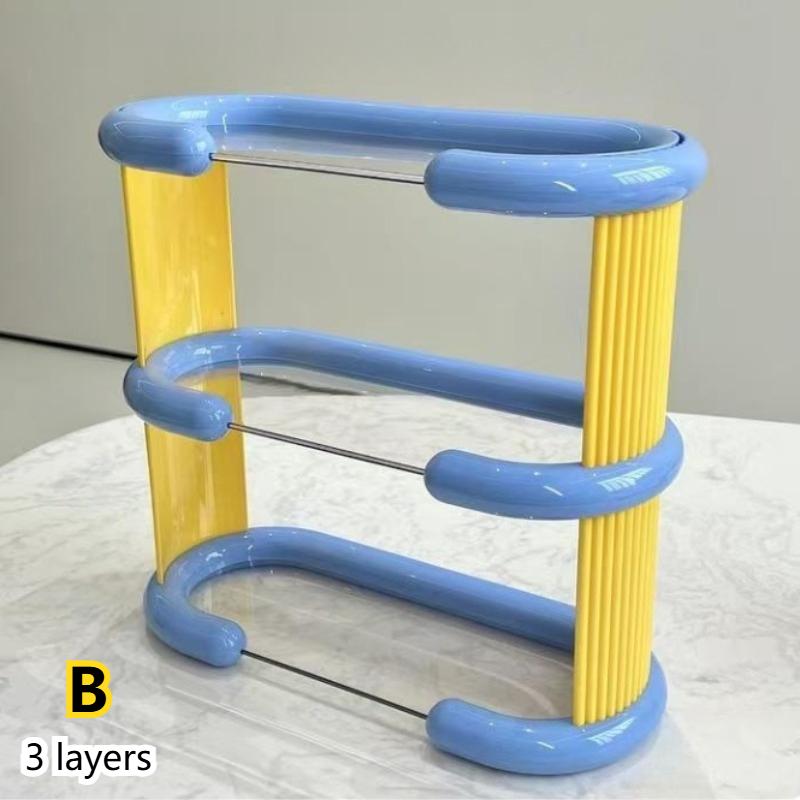 Desktop Colorful Storage Rack Organizer Kawaii Multi-layer Cup Mug Rack Storage Shelf Table Decor Cosmetic Bathroom Organizing