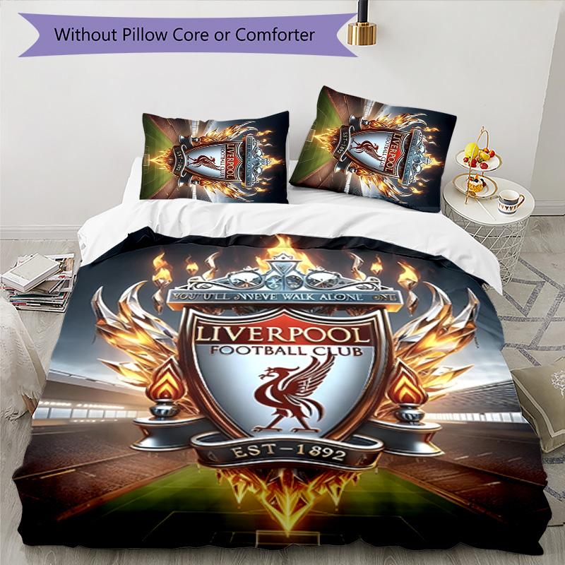 3pcs L-Liverpool (4) Design Cover Set - HD Printed Bedding with 1 Cover and 2 Pillowcases - Perfect for Home and Dorm Decor