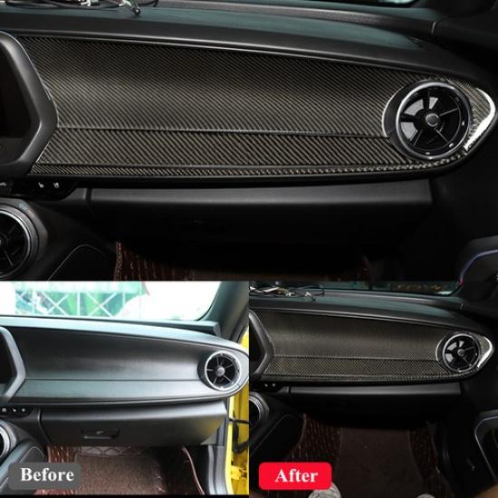 Real Carbon Fiber Co-Pilot Dashboard Cover Trim for Chevrolet Camaro 2016-2020