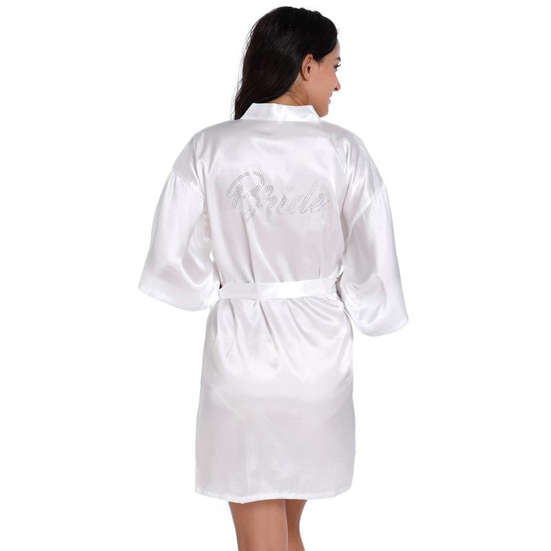 Women's Fashion Casual Rhinestone Homewear Summer Thin Kimono Half Sleeve Loungewear Solid Color Morning Robe
