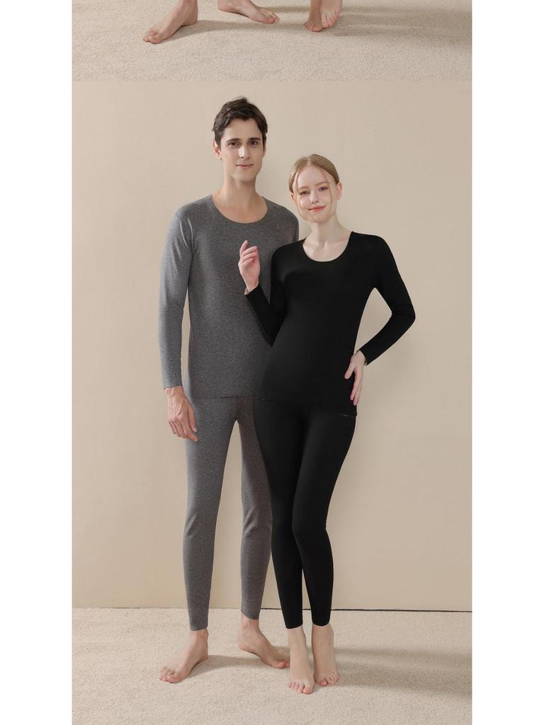 2025 New Autumn/Winter Wool Silk Warm Underwear Set for Couples - Women's and Men's Base Layer Pants