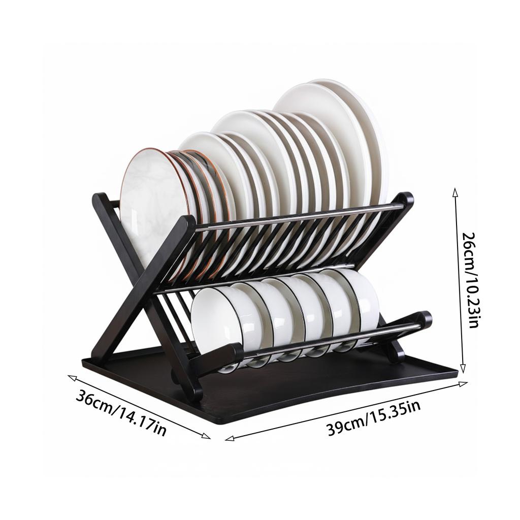 Double Layer Kitchen Dish Rack Foldable No Installation Drainage Storage Utensil Organizer