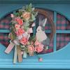 AEE4-Easter Wreath For Front Door Decoration Easter Egg Bunny Flower Garland For Front Door Art Decor Spring Door Wall Window