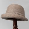 Premium Curled Woolen Hat Women's Retro Bow Bucket Hat Autumn and Winter Gold Wind Hat