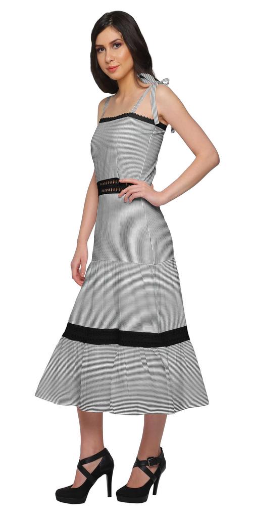 Moomaya Printed Adjustable Shoulder Strap Women Casual Sleeveless Long Dress